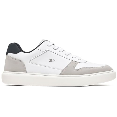 Tênis Masculino Sandrini Evoke Lite Couro Sintetico Branco (Branco, Cinza e Marinho, BR, Adulto, Numérico, 42)