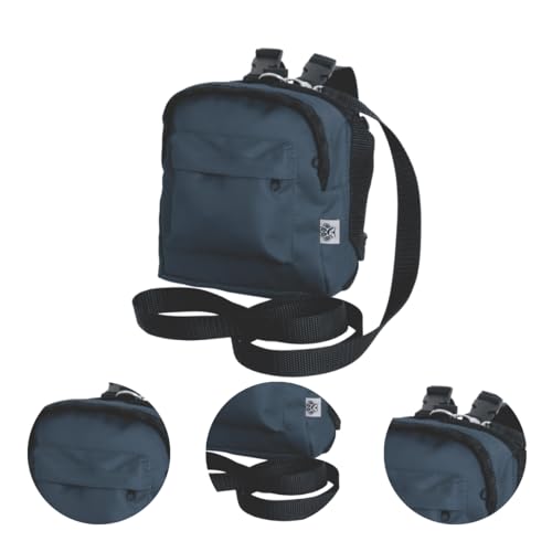 Mochila Pet com Guia Ajustável para Cães de Pequeno Porte 3 Travas de Segurança 2 Bolsos com Zíper 21x18x5 cm (Azul)