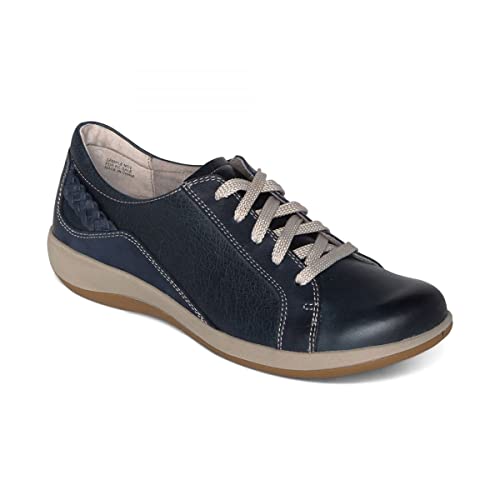Aetrex Dana Women's Orthopedic Lace-Up Oxford Shoes – Leather Sneakers with Arch Support, Lightweight Casual Comfort Walking Shoes Navy