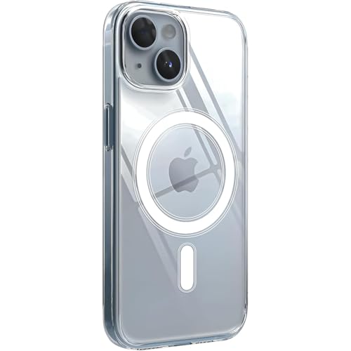 iPhone 13 ve 14 için Magsafe ile Uyumlu Şeffaf Kılıf Kristal Berraklığında Materyal Polikarbonat Arka Kısım ve Silikon Kenarlar Wireless Kablosuz Şarj Destekli Kılıf Kapak (13-14)