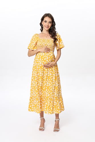 Image of Maternity Dress Women's Off Shoulder Split A Line Casual Maxi Dress Photography Dress for Babyshower