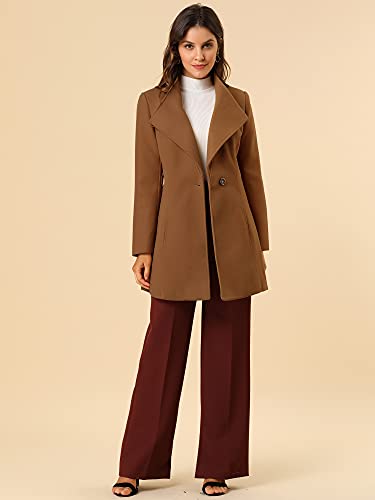 Image of Allegra K Women's Winter Elegant Stand Collar Overcoat Long Belted Pea Coat