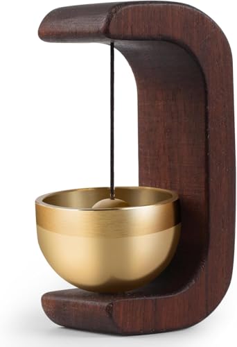 Image of Wooden Door Bell Chime for Door Opening, Brass Shopkeeper Entry Bell, Door Chime for Home, Office, Shop, Cafe, Refrigerator | No Drill Adhesive Mount, Soft Sound Wind Chime Decor (1)