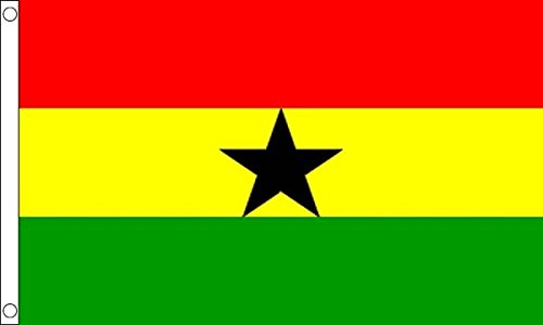 Flagtex Ghana Flag 5ft x 3ft National Flag Red Yellow Green with Black Star Premium Quality Polyester Double Stitched Brass Grommets 150cm x 90cm Indoor Outdoor African Banner