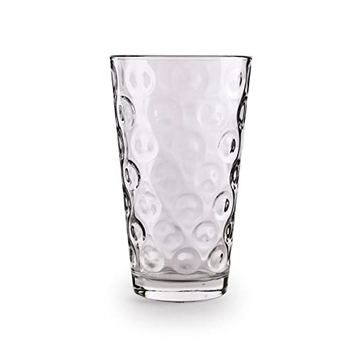 Circleware Circle Set of 8, 15.75 oz, Highball Beverage Drinking Glasses Heavy Base Tumbler Cups for Water, Juice, Milk, Beer, Ice Tea, 8 Count (Pack of 1)