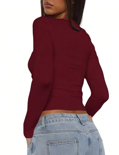 Image of FAIMILORY Women's Trendy Holiday Long Sleeve Sweetheart Neck Going Out Crop Tops Cute y2k T Shirts Slim Fitted Corset