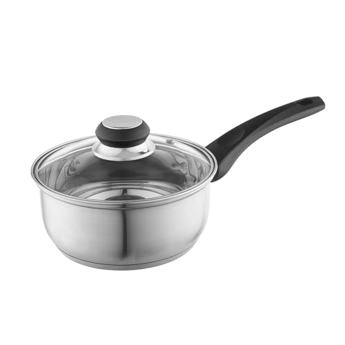 Emilio - Cacerola de 16 cm, 1,2 L, con tapa, pequeña cazuela compatible con inducción, eléctrica y gas