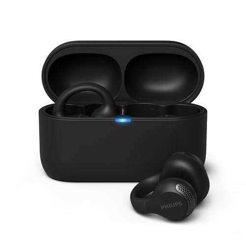 Philips TAQ2000BK écouteurs True Wireless Style oreillette, Conception Open Ear - multipoint Bluetooth, autonomie 28 Heures, boîtier de Charge en Format de Poche,...