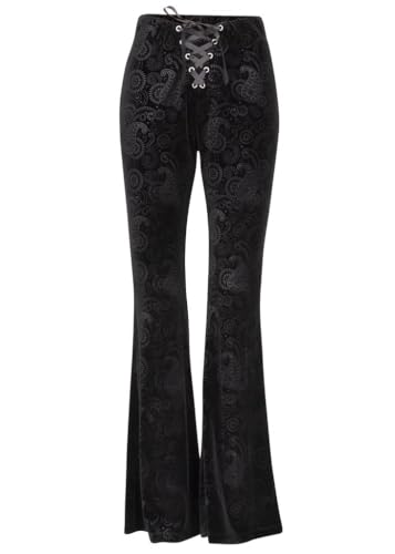 Women's Velvet Bell Bottom Pants Burnout Velvet Flare Pants