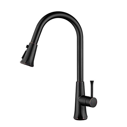 EKRTE Kitchen Faucet, Oil Rubbed Bronze Kitchen Faucet with Pull Down Sprayer, Single Handle Pull Out Kitchen Faucet, Contemporary High Arc Sink Faucet