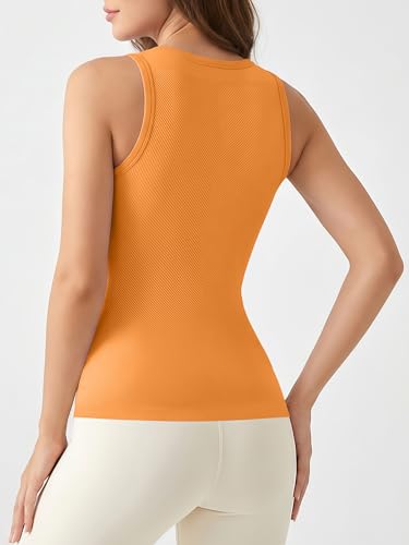 Image of ATTRACO Ribflex Workout Tank Tops for Women Seamless Full Length Gym Tops Athletic Yoga Top Built in Bra