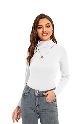Image of Womens Long Sleeve Turtleneck T-Shirts Casual Lightweight Slim Fit Cozy Base Layer Top