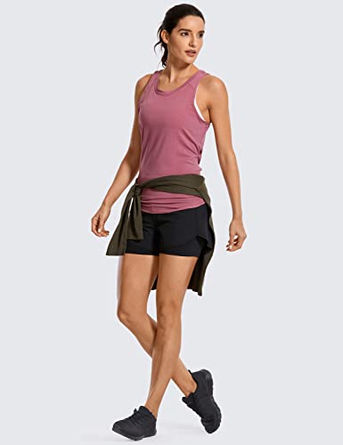 CRZ YOGA Camiseta feminina de algodão Pima de treino sem mangas em volta do pescoço colete de ioga a