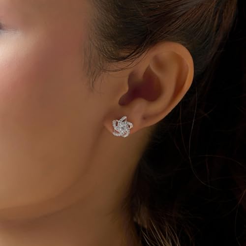 Image of TRUESILVER ACPL 925 Sterling Silver BIS Hallmarked Stud Earrings for Women & Girls |Sparkling Stone Embellished Elegant Design | Lightweight Daily Wear Jewellery | Gift for Women