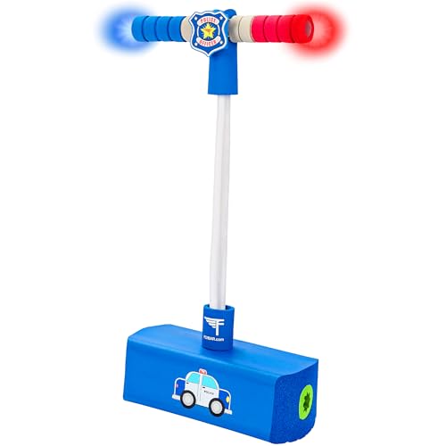 Image of Flybar My First Foam Pogo Jumper for Kids Fun and Safe Pogo Stick for Toddlers, Durable Foam and Bungee Jumper for Ages 3 and up, Supports up to 250lbs (Blue Police)
