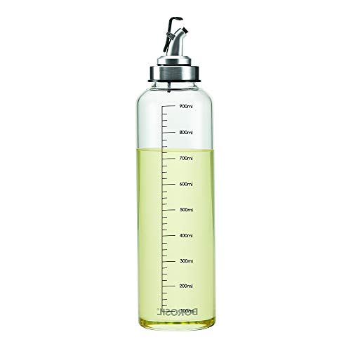 Image of Borosil 1L Oil Dispencer | Borosilicate Glass Oil Bottle with Silicon Funnel | Leakproof, BPA Free Oil Container for Kitchen | Transparent (1 L)