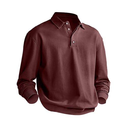 Polo boutonné pour homme à manches longues uni et décontracté chic