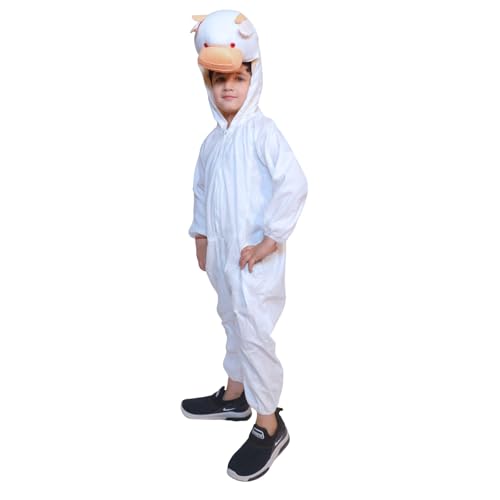 Image of Kaku Fancy Dresses Fleece Calf Farm Animal Costume For Kids - White, 3-4 Years | Animal Fancy Dress For Boys & Girls