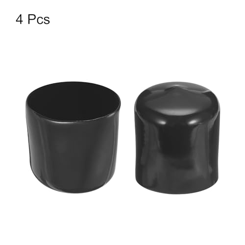 Image of uxcell 4pcs Rubber End Caps 41mm ID Vinyl Round End Cap Cover Screw Thread Protectors Black, 40mm Height
