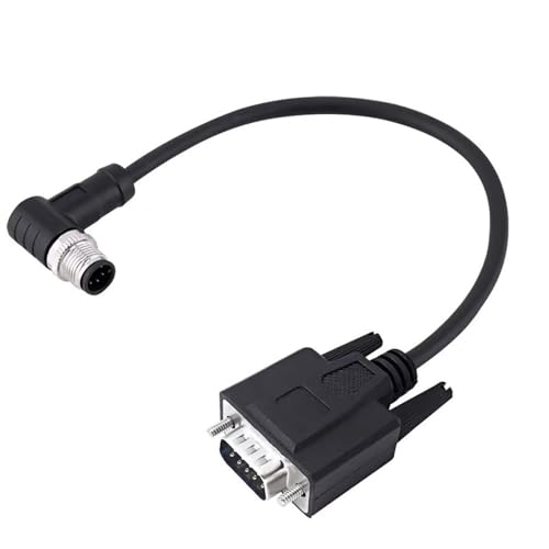 YCYUYUFUNS DB9 RS232 Waterproof Power Industrial Cable Assembly Right Angle M12 8Pin Male to D-Sub 9Pin Male Shielded Cable