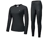 Picture of Little Donkey Andy Women's Fleece Lined Thermals Underwear Set Base Layer Long Johns Cold Weather Top Bottom Black X-Large
