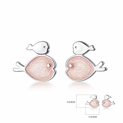 Boucles poisson émaillé rose argent 925 le cadeau mignon idéal