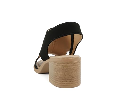 Image of CITYCLASSIFIED inchElect inch ~ Women's Peep Toe Laser Cut Geometric Caged Slingback Ankle Strap Low Stacked Heel Ankle Bootie
