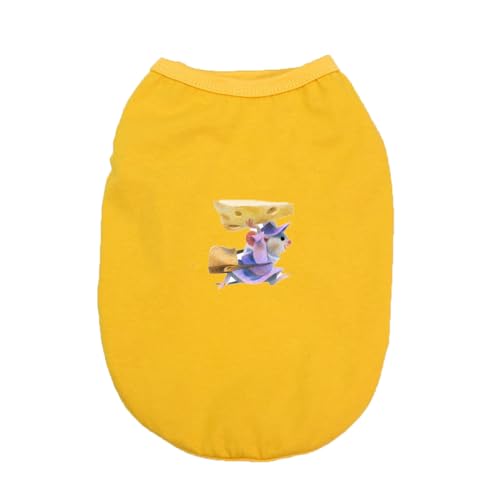ZSDGBZ ペット服 犬服 Tシャツ ドッグウェア 通気性メッシュ 小中型犬服 袖なし 4XL 春夏 犬猫洋服 変身服 パジャマ スポーツ服 タンクトップ 柔らかい 犬の服 イエロー カップル服 人気 犬用コスチューム
