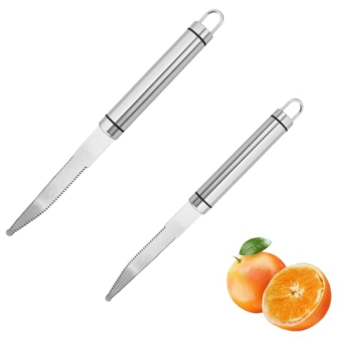 WZAEROUU 2PCS Stainless Steel Grapefruit Knife Curved Serrated Blade, for Citrus Fruits Dishwasher Safe