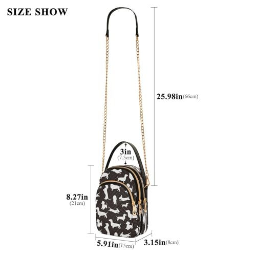 Quilted Crossbody Bags for Women,Stylish Cute Dachshund Dog Women's Crossbody Handbags Small Travel Purses Phone Bag3
