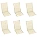 vidaXL 6X Cojines para Sillas de Jardín Asiento Tumbona Patio Terraza Balcón Exterior Acolchado con Respaldo Alto Decoración Crema 120x50x4cm