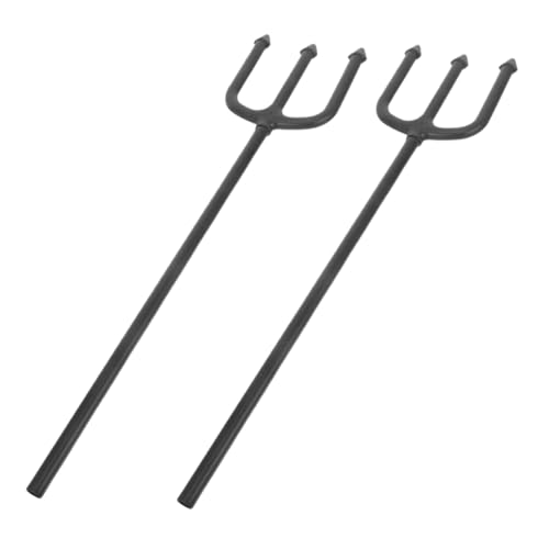 Hemobllo 2pcs Black Devil Cosplay Pitch Fork Lightweight Durable Halloween Prop for Parties Haunted Houses and Costume Accessories
