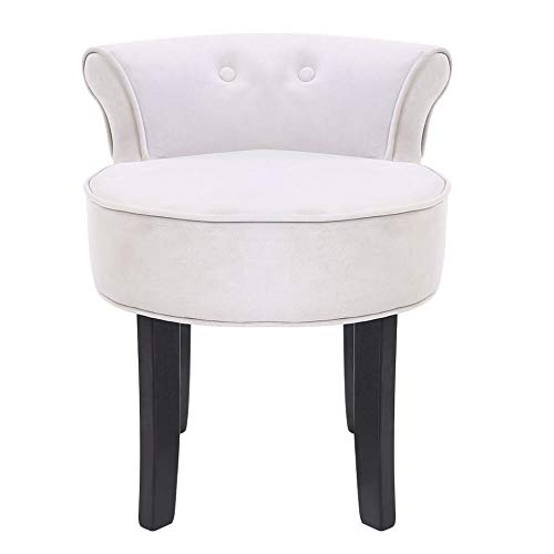 Zoternen Sillón de Tocador de Madera Chenilla Gris Terciopelo Silla de Dormitorio...