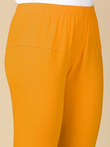 Image of Lux Cozi PYNK Solid Premium Cotton Lycra Churidar Leggings for Women | Regular Fit Elastic Waist Full Length Women Leggings | Free Size