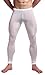 WUAMBO Men's Mesh Long Johns Slim Sexy Legging Tights White US Medium