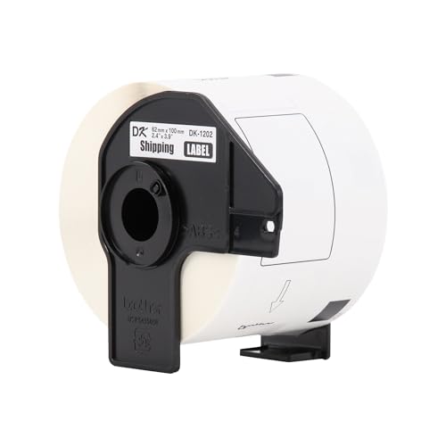 Image of Brother Genuine DK-120224PK Die-Cut Shipping Paper Labels, 2-7 /16 inch x 3-15 /16 inch, White, 300 Labels Per Roll, Box of 24 Rolls