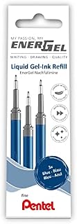 Pentel LRN5-3C Refill for EnerGel Pens 0.5 Ball = 0.25 mm Line Width, Needle Tip, Pack of 3, Blue