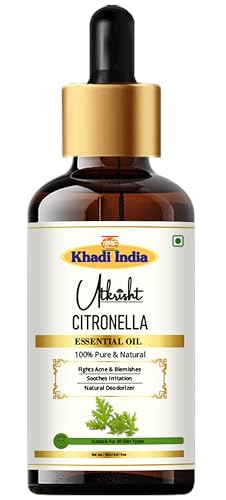 Image of Khadi Citronella Essential Oil 15ml | Pure & Natural Oil | Moisturizes, Nourishes, Deodorizes, Soothes Irritation | Aromatherapy, Skin Care, Hair Care, Massage, Relaxation Oil with Dropper