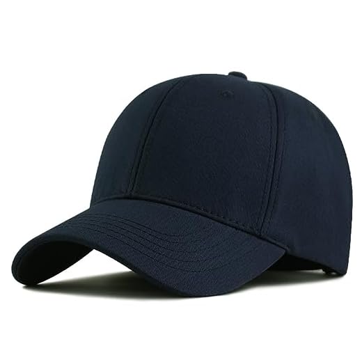 Oversize XXL Baseball Cap Cotton Big Head Hats Solid Color Large Head Hats Plus Size Hat Adjustable 23"-25.5", Dark Blue, XXL