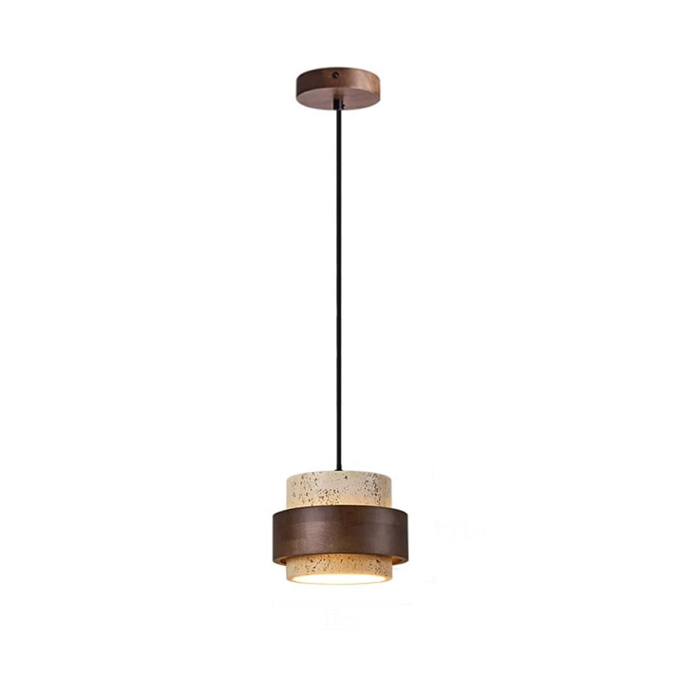 LYMSXAZOU Wabi-Sabi Yellow Travertine Pendant Lighting Fixture Japanese 17CM*12.5CM Living Room E27 Chandeliers Lamp 4 Types Entry Bedroom Dining For Vitality Wood Hanging