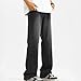 Mens Jeans Vintage Gradient Straight Legs Fashion Casual Comfy Wide Open Bottom Long Denim Pants Athletic Joggers Black