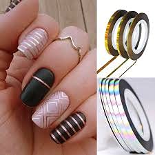 Gugzy® 5pc 2 Way Marbleizing Dotting Pen Set for Nail Art Manicure Pedicure+10 Color Rolls Nail Art Decoration Striping Tape 4