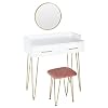 Eugad Make-uptafel met spiegel, zitkruk, kaptafel met schuifladen, groot tafelblad, moderne make-uptafel voor slaapkamer…