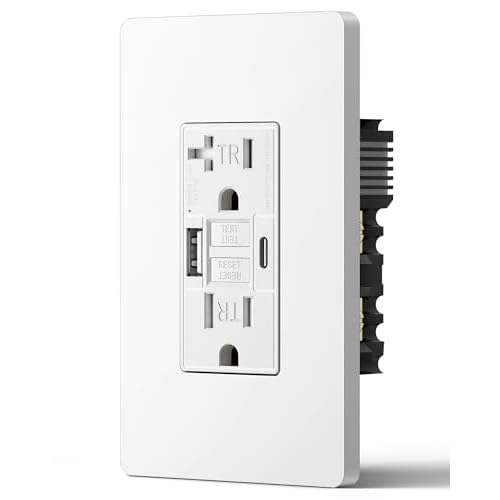 DEWENWILS 15A GFCI Outlet with 4.8A/24W USB-A & USB-C Ports, 30S Self-Test GFCI Electrical Outlet with Indicator Light, Tamper-Resistant Receptacle, Screwless Wall Plate, Clamping Plate, ETL