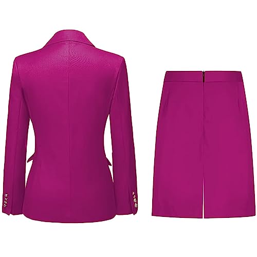 Women Suits 2 Pieces Set Double Breasted Skirt Suit for Business Formal Professional Casual Wedding Skirt Outfit2