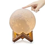 ACED Moon Light, 3D Printed LED 16 Colors RGB Moon Lamp, Remote & Touch Control, Dimmable, Color Changing, USB Recharge, Seamless Lunar Moonlight Night Light Lamp with Stand for Baby Bedrooms, 5.9Inch