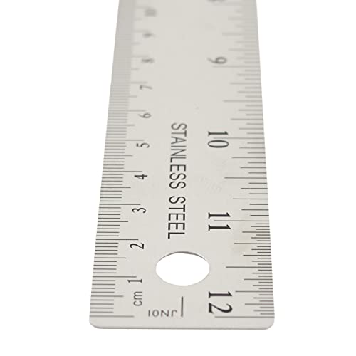 Westcott 10415 Metall-Lineal, unzerbrechlich, cm- und inch-Einteilung mit rutschfester Kork Rückseite, 30 cm, STAINLESS STEEL