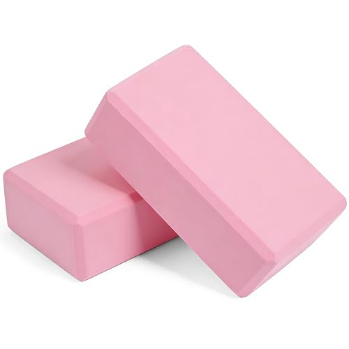 AYO ヨガブロック 2個セット 軽量 ストレッチブロック 撥水 高密度/硬いEVA 防湿性 ヨガグッズ 初心者 23x15cm 厚さ7.5cm(約180 x2) ライトピンク（Amazon）