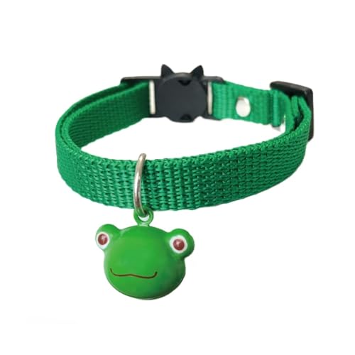 ここねこ本舗 かえる ひよこ 鈴付き 猫 首輪 安全 セーフティー 鈴付き 可愛い 軽い 調整可能 日本製 ハンドメイド (かえるくん)