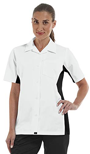 ChefUniforms.com Womenâ€™s Cook Shirt with Mesh Sides (XS-3X, 2 Colors) (Medium, White/Black)